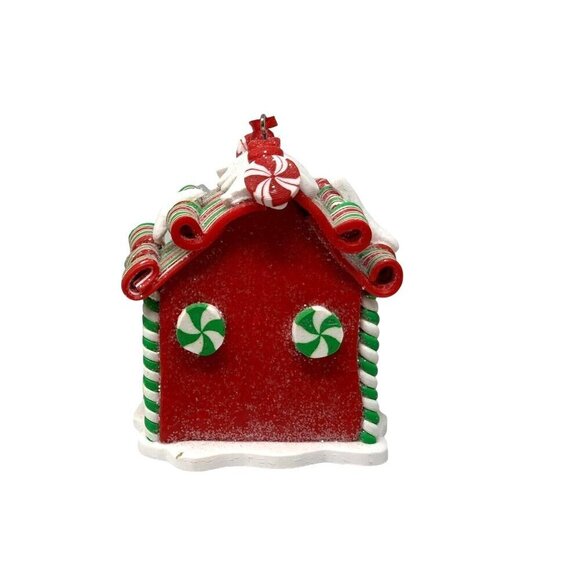 Gingerbread House Ornament Peppermint Candy Cane Christmas Holiday Red 3in - Picture 5 of 6